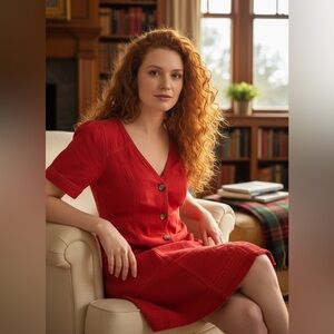 Pilcro and the Letterpress Red Full Button Front Dress Size 12